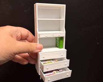 File STL per la stampa 3D di una libreria Brasilia in scala 1:12, mini libreria in stile Mid-Century (download digitale)