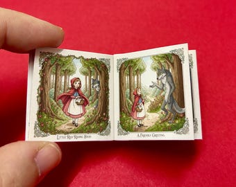 1:6 1∶12 Scale Little Red Ridding Hood Mini Book DIY DIGITAL PDF, Openable Pages, Miniature Fairy Tale Dollhouse Printable, Children Classic
