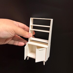 3D Printable Miniature Mid-Century Bookcase with Cabinet: 1/12 Scale Furniture (STL File Digital Only)| Miniverse Furniture