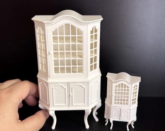 Vitrina/aparador/vitrina/armario a escala 1/12, archivo digital STL para impresión 3D, muebles en miniatura para casa de muñecas, estilo victoriano, francés y reina de Ana.