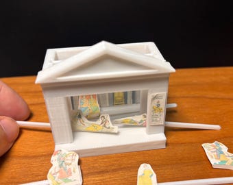 Teatro de papel a escala 1:12, archivo digital para impresión 3D STL con casa de muñecas en PDF imprimible, juguetes infantiles en miniatura.