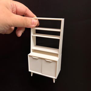 3D Printable Miniature Mid-Century Bookcase with Cabinet: 1/12 Scale Furniture (STL File Digital Only)| Miniverse Furniture