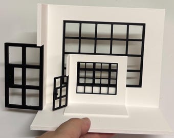 Caja de habitación minimalista moderna a escala 1:24 para casa de muñecas, archivo digital para impresión 3D, estudio de arte, diorama, mueble en miniatura Re-ment, rincón de lectura, exhibición.