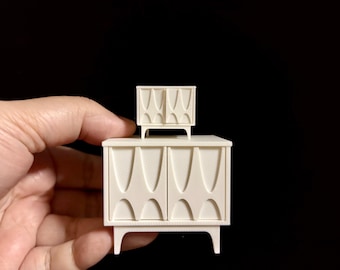 Mesita de noche Brasilia de mediados de siglo a escala 1:12, archivo digital STL para impresión 3D, mesa auxiliar, mueble para casa de muñecas en miniatura, estilo MCM.