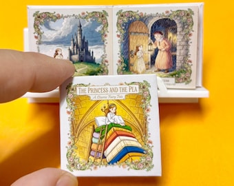 1:6 1∶12 Scale Princess and the Pea DIY Mini Book, Openable Pages, Miniature Fairy Tale Dollhouse Printable DIGITAL PDF, Children Classic