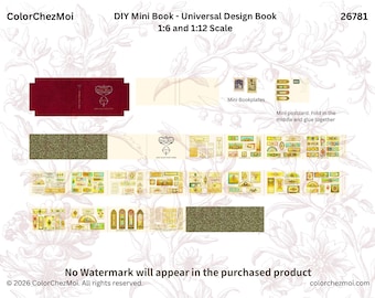 Universal Design Mini Book, 1:6 1∶12 Scale Miniature, Openable, Book Nook, Architecture, Stained Glass, Dollhouse Printable (Digital PDF)