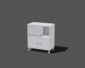 Aparador modular tipo credenza a escala 1/12, archivo digital imprimible en 3D, mueble en miniatura para casa de muñecas BJD, estilo mediados de siglo (MCM).