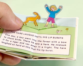 Libro desplegable en miniatura para armar (PDF digital), Cuentos de liebres, imprimible para casa de muñecas de cuentos de hadas, Fábulas de conejos, Cuentos populares de conejitos, escala 1:6 (1:12)