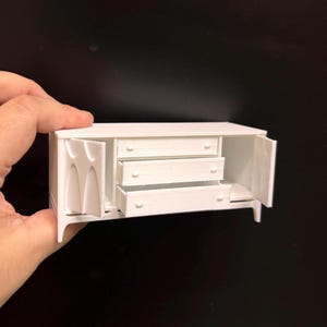 3D Printable Miniature Mid-Century Credenza Wardrobe Dresser STL File | Digital 1/12 Scale Dollhouse Furniture | Broyhill Miniverse BJD OB11