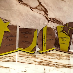 4 Different Designs Awards Trophy Laser Cut Bundle, Glowforge Laser Cut File, Wooden Award SVG File, Laser Cutting ( 3-4-5 mm 1/8 inch )k003