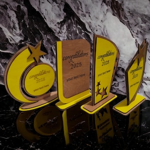 4 Different Award Trophy SVG Bundle - Laser Cut Files for Glowforge, Cricut, and DIY Crafting - Digital Downloadk006