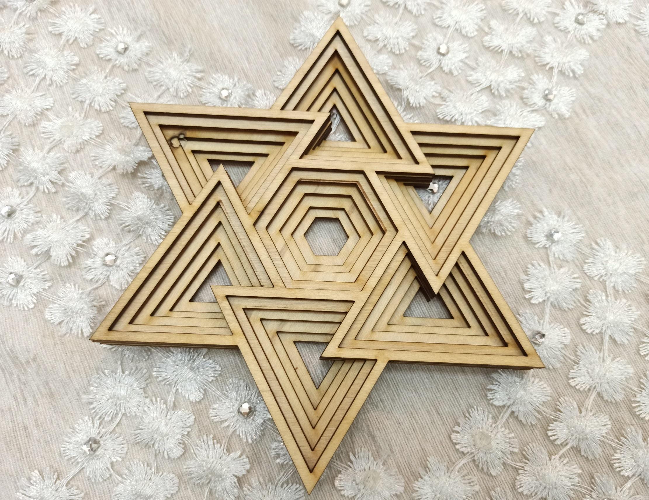 Archivo de corte láser STAR of DAVID Svg, Cricut para corte láser de estrella judía, Svg de estrella de David para Glowforge, archivo de sierra de calar para decoración gótica del hogar k053
