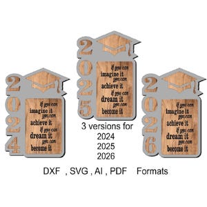 File di taglio laser per laurea, Svg Dxf School Glowforge, File laser scolastico per Xtool, Congratulazioni a scuola, college 2024, 2025, 2026 k037
