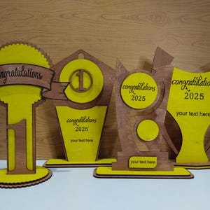 4 Different Designs Award Trophy Laser Cut Files Pack | Award Trophy SVG Files | Laser Cut Files k010