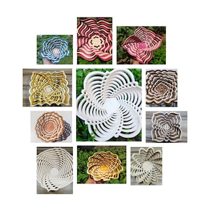 11 bowl patterns for bowl laser cutting and bowl scroll saw cutting, vector templates, bowl laser cut vector file  K035