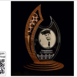 Archivo de corte láser de trofeo SVG, archivos SVG de trofeo de premio, trofeo cortado con láser, trofeo láser, archivo láser de trofeo acrílico, archivos de corte láser k080