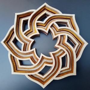 layered Star Trivet  , Glowforge svg file , Wall art decor, Geometric decor, trivet pattern, Scroll saw pattern, Laser cut DXF mandala k042