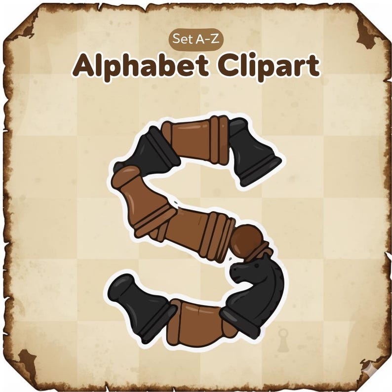 Chess Alphabet Clipart A-Z | Chess Piece Letters | PNG SVG EPS Digital ...