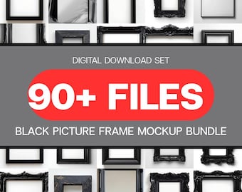 Black Frame Mockup Bundle: Modern Wall Art Display (JPEG)