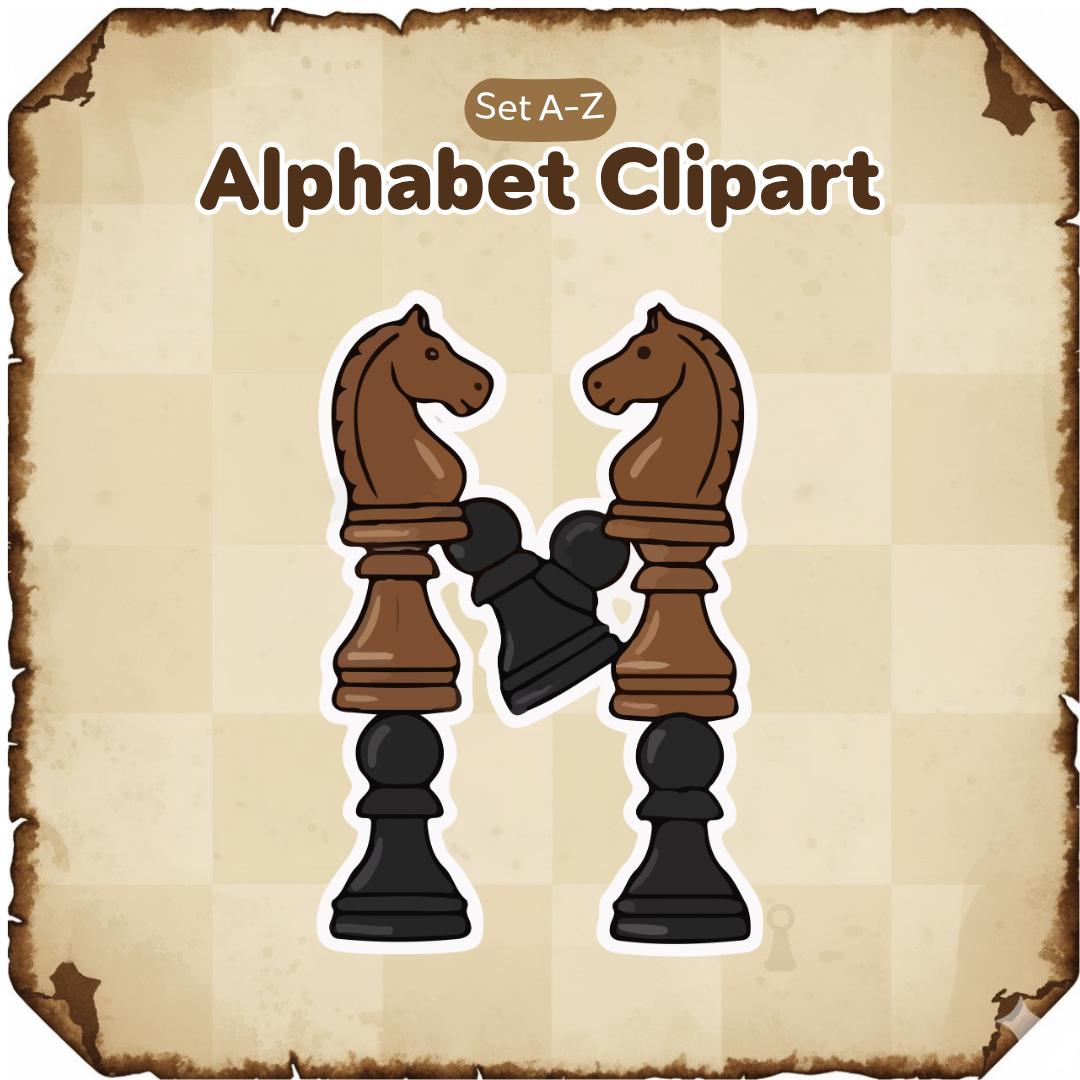 Chess Alphabet Clipart A-Z | Chess Piece Letters | PNG SVG EPS Digital ...