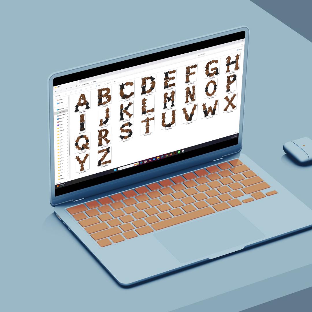Chess Alphabet Clipart A-Z | Chess Piece Letters | PNG SVG EPS Digital ...