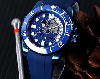 SkelTime Custom MODS Skeleton BLUE Style Watch NH70