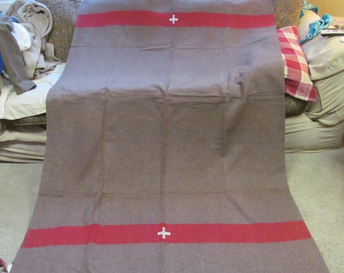 Military Surplus Wool Blanket Army Camp Medic White Cross Logo Etsy