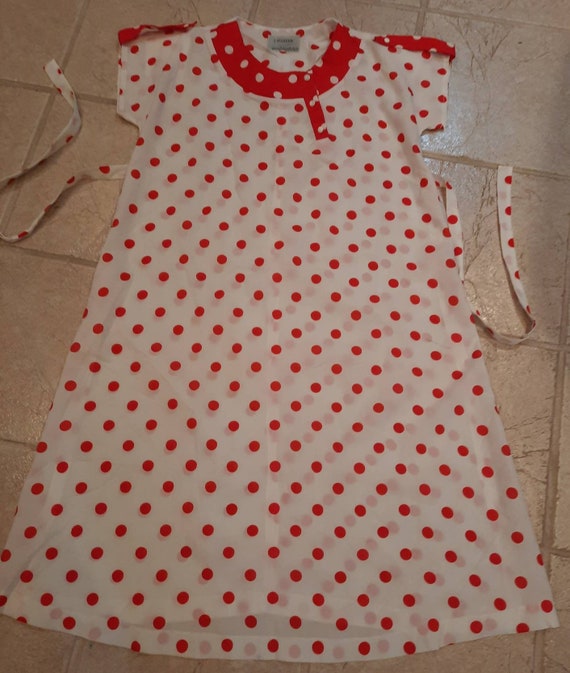 Vintage 60s Red & White Polka Dot Day Dress sz M-… - image 4
