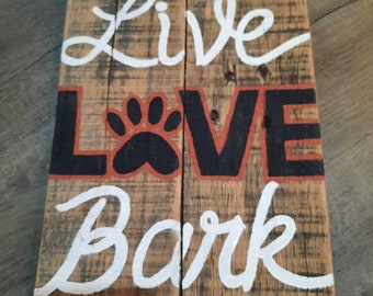 Love Dog sign handpainted original pallet wood CLOSEOUT