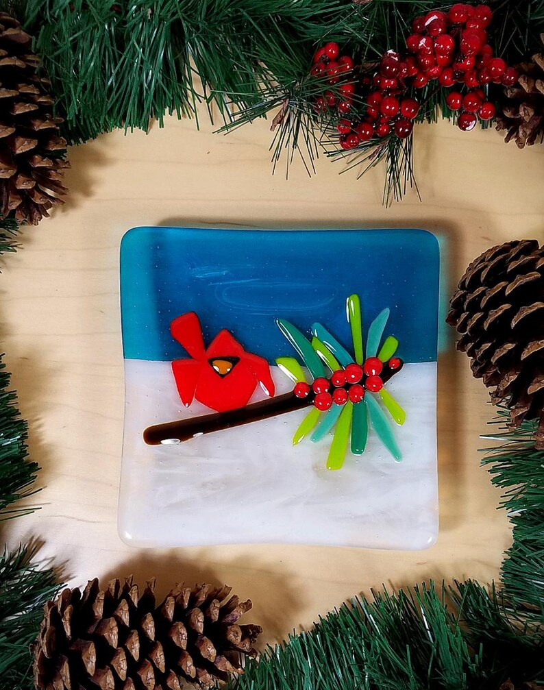 Christmas Dish Red Cardinal Candy Dish Trinket Dish Votive Etsy