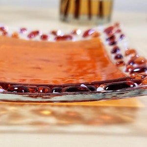 Fused glass ring dish / glass trinket dish / vibrant colors with clear glass / bridesmaid gifts / candy dish image 3