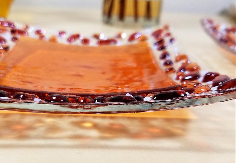 Fused glass ring dish / glass trinket dish / vibrant colors with clear glass / bridesmaid gifts / candy dish image 3