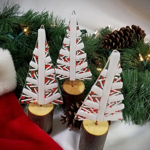 Whimsical fused glass Christmas trees on natural wood bases, version 2.0 image 6