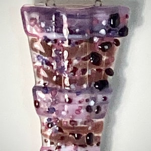 Fused glass hanging pocket vases, propagation station, for windows or wall art, for live, artificial or dried flowers, holds water Purple