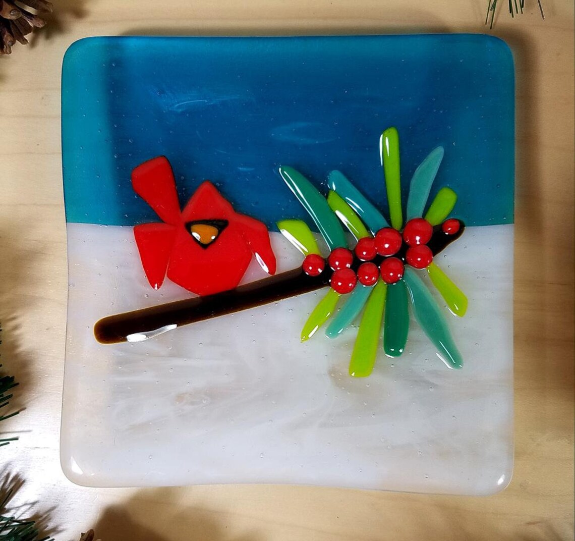 Christmas Dish Red Cardinal Candy Dish Trinket Dish Votive Etsy