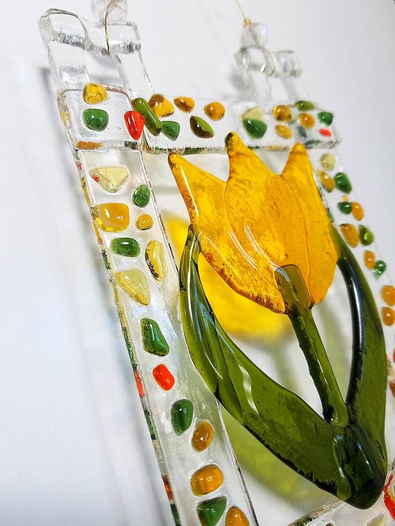 Whimsical Fused Glass Tulip Sun Catchers / Plum Purple / Etsy
