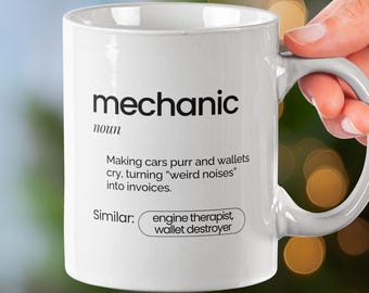 Funny Mechanic Definition Mug | Sarcastic Garage Gift