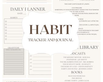 Habit Tracker and Goal Setting Journal | Digital Printable Planner for Personal Growth, Self Care, Productivity and Mindset