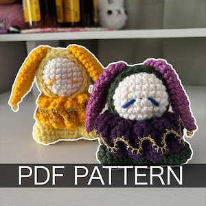 Patrón de crochet: Conejito bufón/payaso de peluche – Tutorial de amigurumi en PDF