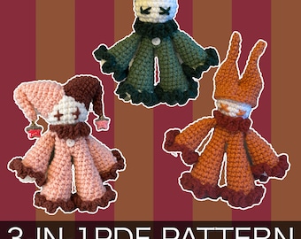 3-in-1 Crochet Patterns – Clover & Crispy the Clown and Jules the Jester Plushie – PDF Amigurumi Tutorial