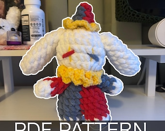 Crochet Pattern – Whimsical Clown Bunny Plushie – PDF Amigurumi Tutorial