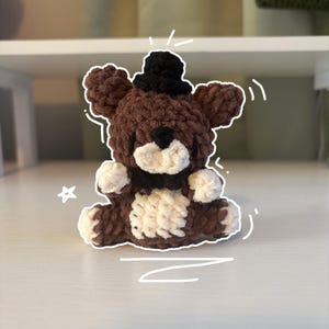 Handmade Crochet Freddy Fazbear Plush – Inspired Animatronic Bear – Amigurumi Toy