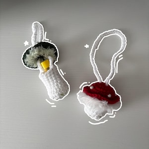 Handmade Crochet Mushroom Chapstick Holder in Red and Green