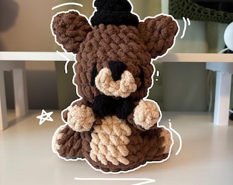 Handmade Crochet Freddy Fazbear Plush – Inspired Animatronic Bear – Amigurumi Toy