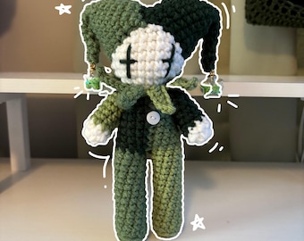 Handmade Crochet Jester Plushie – Amigurumi Clown Doll in Greens