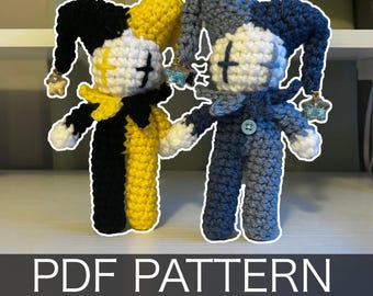 Crochet Pattern – Mini Tall Whimsical Jester/Clown Plushie – PDF Amigurumi Tutorial