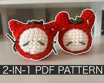 2 in 1 Crochet Pattern – Strawberry Cat & Bunny Plush | Cute Fruit Animal Amigurumi PDF Pattern