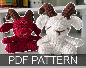 Crochet Pattern – Sitting Baphomet Devil Goat Plushie – PDF Amigurumi Tutorial