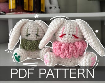 Crochet Pattern – Whimsical Bunny Jester/Clown Plushie – PDF Amigurumi Tutorial
