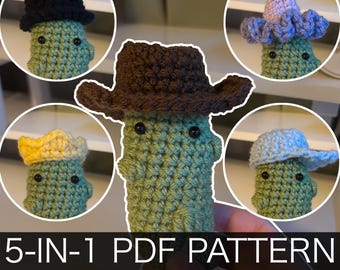Crochet Pickle with 5 Hats – Amigurumi Pattern (PDF Download)
